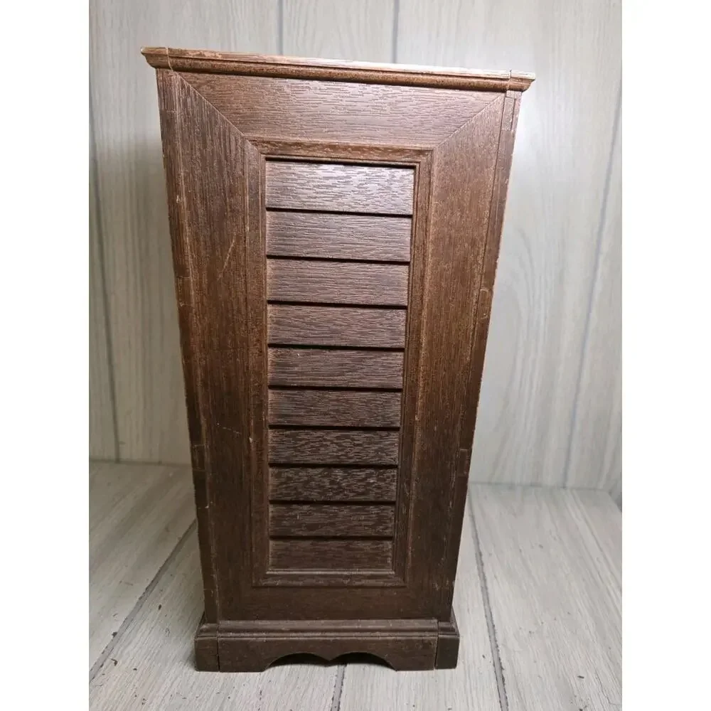 Vintage 1970s Faux Wood Trash Can Retro Bathroom Office Man Cave Bar Groovy
